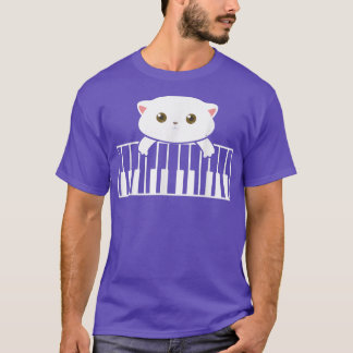 Camiseta Gato Jugando Piano Música Pertenece al Gato Piano