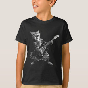 Camiseta Gato Jugando Rock De Guitarra Y Estrella De Rock R