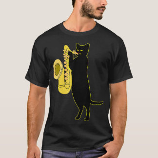 Camiseta Gato jugando saxofón Guay Wind Instrument Sax
