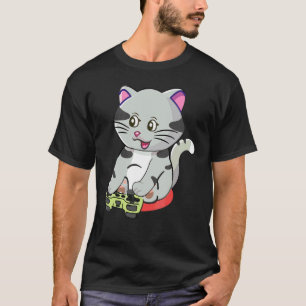 Camiseta Gato juguetón jugando videojuegos  Jugador Juegos