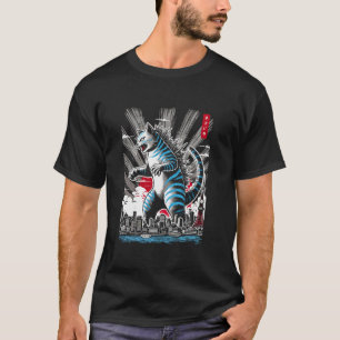 Camiseta Gato Kaiju Catzilla Hombres de Arte Japonés Mujere
