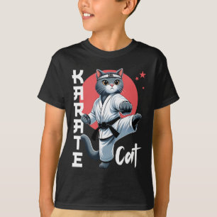 Camiseta Gato Karate Gi Black Belt Martial Arts Kick Feline