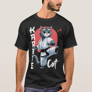 Camiseta Gato Karate Gi Black Belt Martial Arts Kick Feline