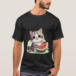 Camiseta Gato Kawaii Adorable con Sandía Arte de Verano ✨🐾