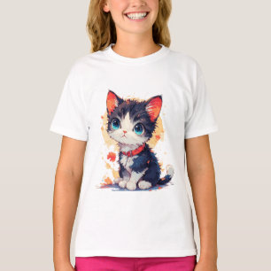 Camiseta Gato Kawaii Adorable para Amantes de los Gatos
