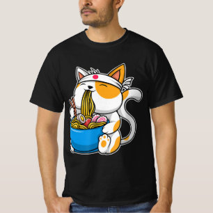Camiseta Gato kawaii anime comida japonesa neko gato