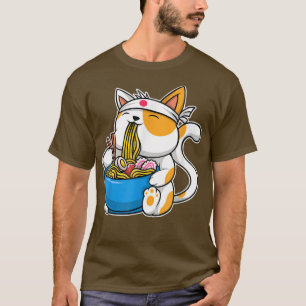 Camiseta Gato kawaii anime comida japonesa neko gato