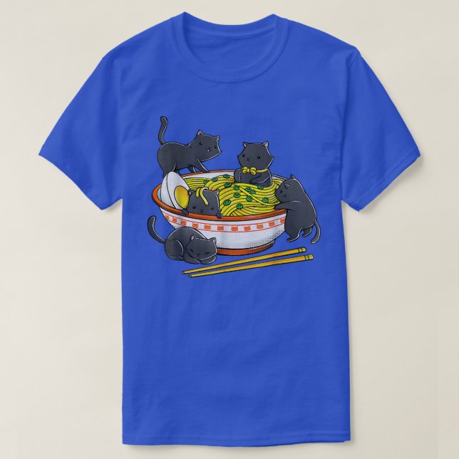 Camiseta Gato Kawaii Anime Japonés Amantes de fideos Ramen  (Diseño del anverso)