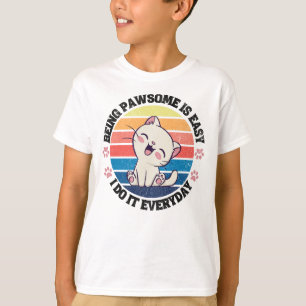 Camiseta Gato kawaii blanco