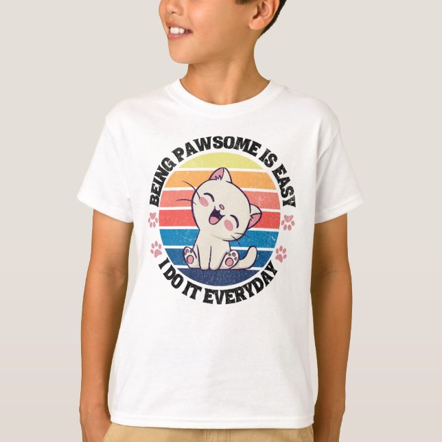 Camiseta Gato kawaii blanco (Anverso)