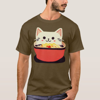 Camiseta Gato kawaii come Ramen en un bol de fideos
