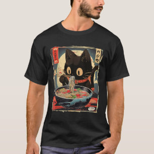 Camiseta Gato Kawaii comiendo fideos de Ramen Chicas de reg