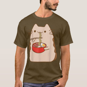 Camiseta Gato Kawaii comiendo fideos de Ramen lindo Anime K