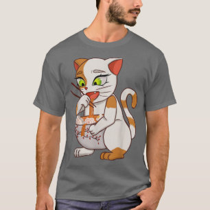 Camiseta Gato Kawaii comiendo fideos japoneses de Ramen Ani