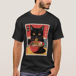 Camiseta Gato Kawaii comiendo Ramen poco funn fideos japone