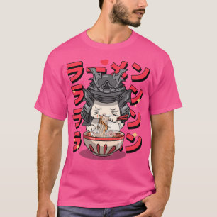 Camiseta Gato Kawaii Comiendo Tazón De Ramen. Kitty Loves R