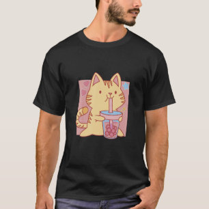 Camiseta Gato Kawaii Con Té Boba Té Beber Té