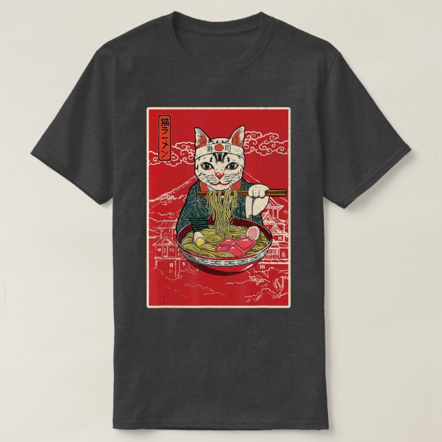Camiseta Gato Kawaii de época Ramen Chicas de regalo japone (Diseño del anverso)