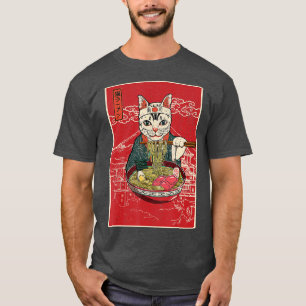 Camiseta Gato Kawaii de época Ramen Chicas de regalo japone
