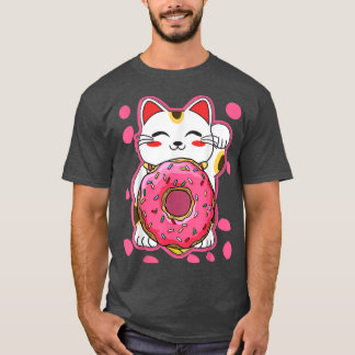 Camiseta Gato Kawaii Divertido Donut Anime Japonés Mujeres