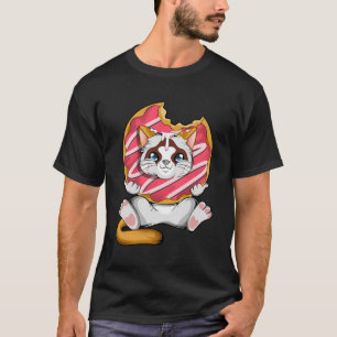 Camiseta Gato Kawaii Donut Anime Lover Otaku Atrapado Gato