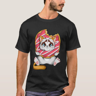 Camiseta Gato Kawaii Donut Anime Lover Otaku Atrapado Gato