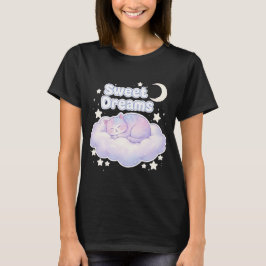 Camiseta Gato Kawaii Durmiendo con Pastel 