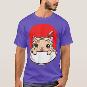 Camiseta Gato Kawaii En Ramen Bowl Y Sol Japonés