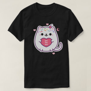 Camiseta Gato kawaii gordo con corazón