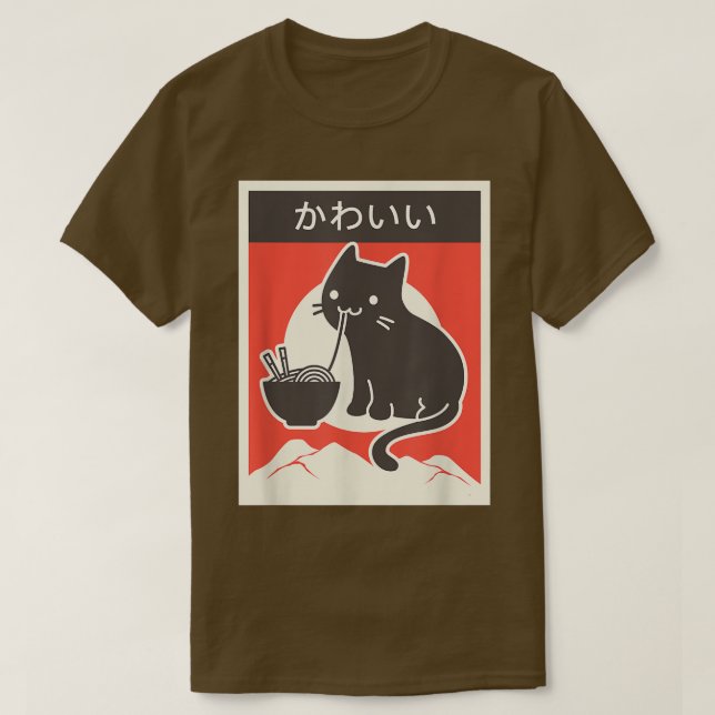 Camiseta Gato Kawaii - Gracioso Ramen Lover, comida japones (Diseño del anverso)