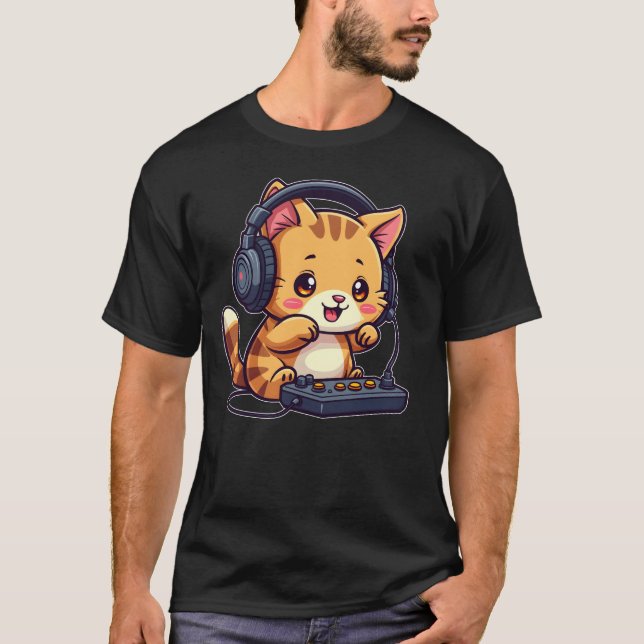 Camiseta Gato kawaii lindo jugando videojuegos - Apreciable (Anverso)