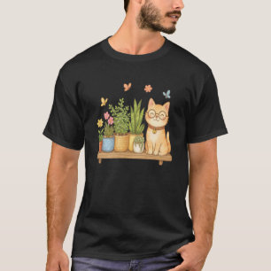 Camiseta Gato Kawaii Lindo Planta Flores