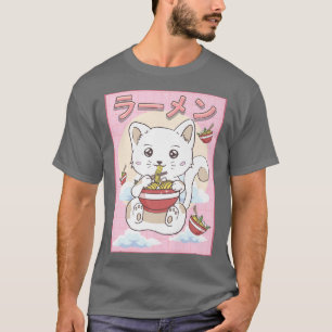 Camiseta Gato kawaii lindo tallar fideos estéticos japonese