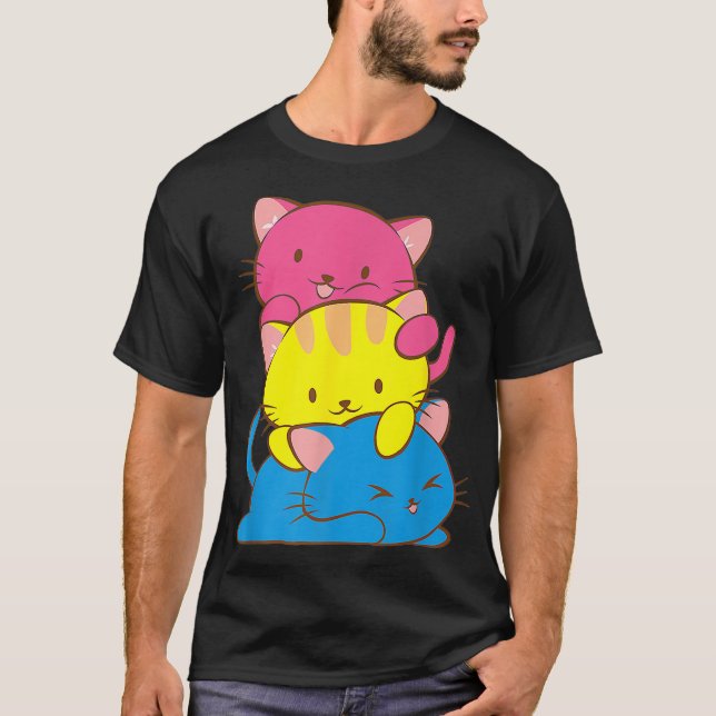 Camiseta Gato Kawaii Panseual Anime Arte Lindo Orgullo Gato (Anverso)