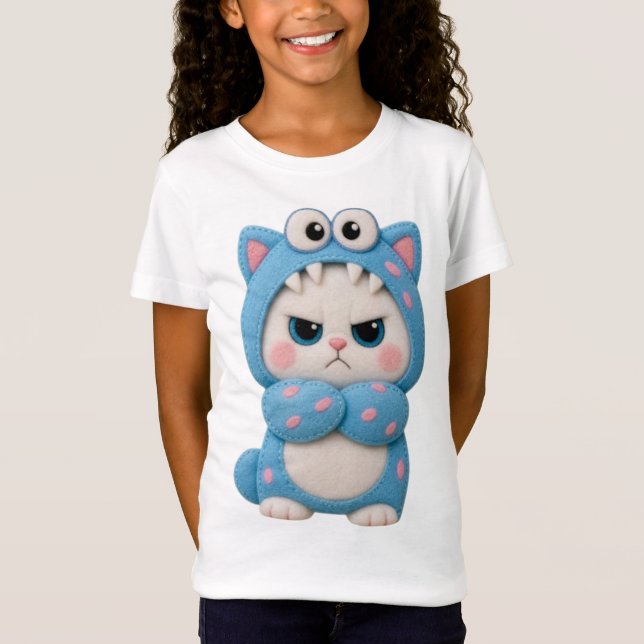 Camiseta Gato Kawaii Patchwork (Anverso)