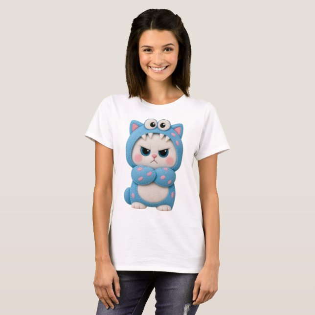 Camiseta Gato Kawaii Patchwork (Anverso completo)