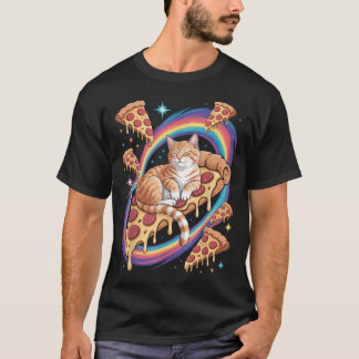 Camiseta Gato Kawaii Planetas Espaciales Pizza Alien Gato E