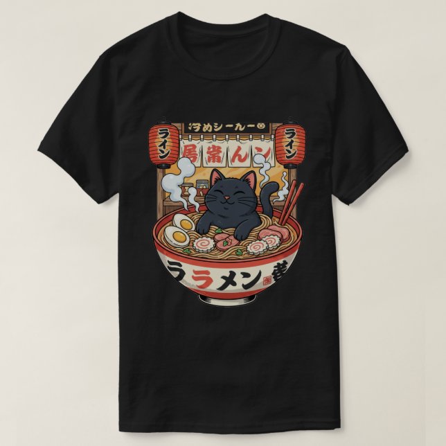 Camiseta Gato Kawaii Ramen (Diseño del anverso)