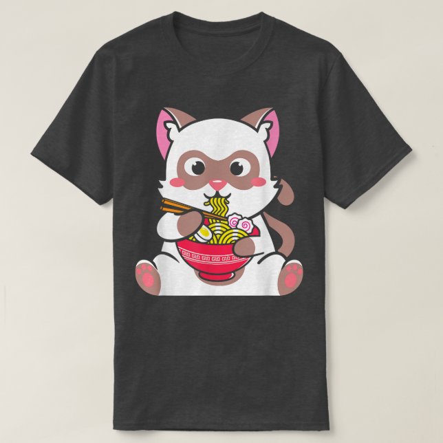 Camiseta Gato Kawaii Ramen Anime Neko Adolescentes 800 (Diseño del anverso)