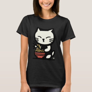 Camiseta Gato Kawaii Ramen Comiendo Fideos Comida Japonesa 