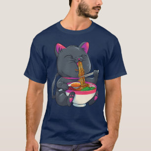 Camiseta Gato Kawaii Ramen Noodles Cuidados Anim Japonés