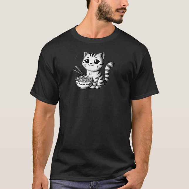 Camiseta Gato Kawaii Ramen - TSQ, adoradora de fideos peque (Anverso)
