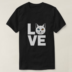 Camiseta Gato Khao Manee Amor Diseño de Ojo Dispar