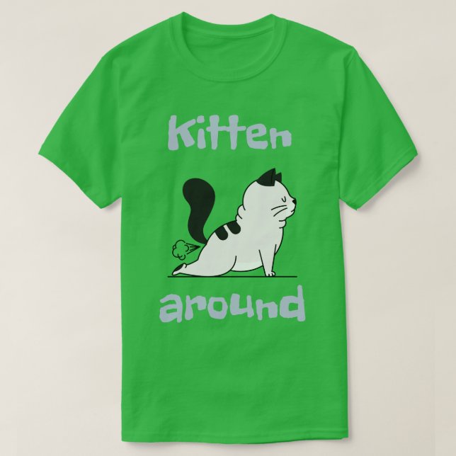 Camiseta Gato Kitten alrededor de Cat Fart Funny (Diseño del anverso)