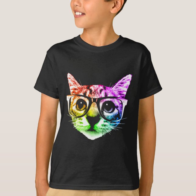 Camiseta Gato Kitty Arcoiris Con Gles (Anverso)