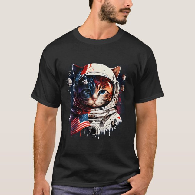 Camiseta Gato Kitty Astronauta Animal Face Galaxia (Anverso)