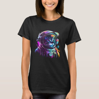 Camiseta Gato Kitty Astronauta Animal Face Galaxia