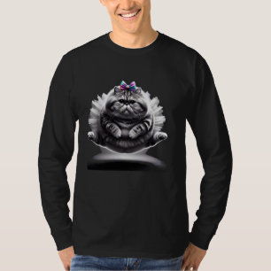 Camiseta Gato Kitty Bailarín Divertido y Regordete con Tutú