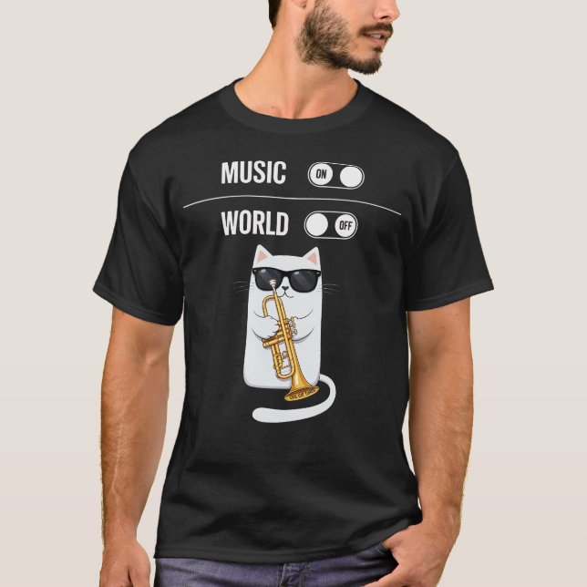 Camiseta Gato Kitty Bebop Cool Jazz con gafas de sol tocand (Anverso)