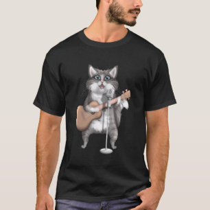 Camiseta Gato Kitty Cantando Guitarra Música Gui